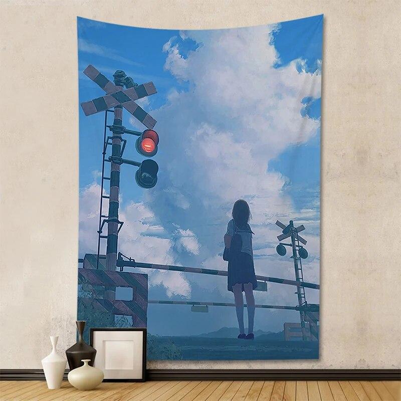 Wandteppich Anime Zimmerdekoration Heimkunst Innenszene hängendes Wandhintergrundtuch