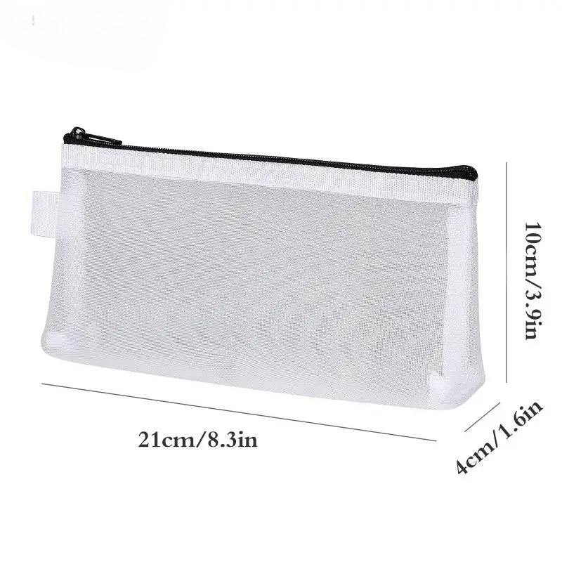1Pc Simple Transparent Portable Mesh Pencil Case Office Storage Bag Student Pen Bag School Supplies Stationery Bag