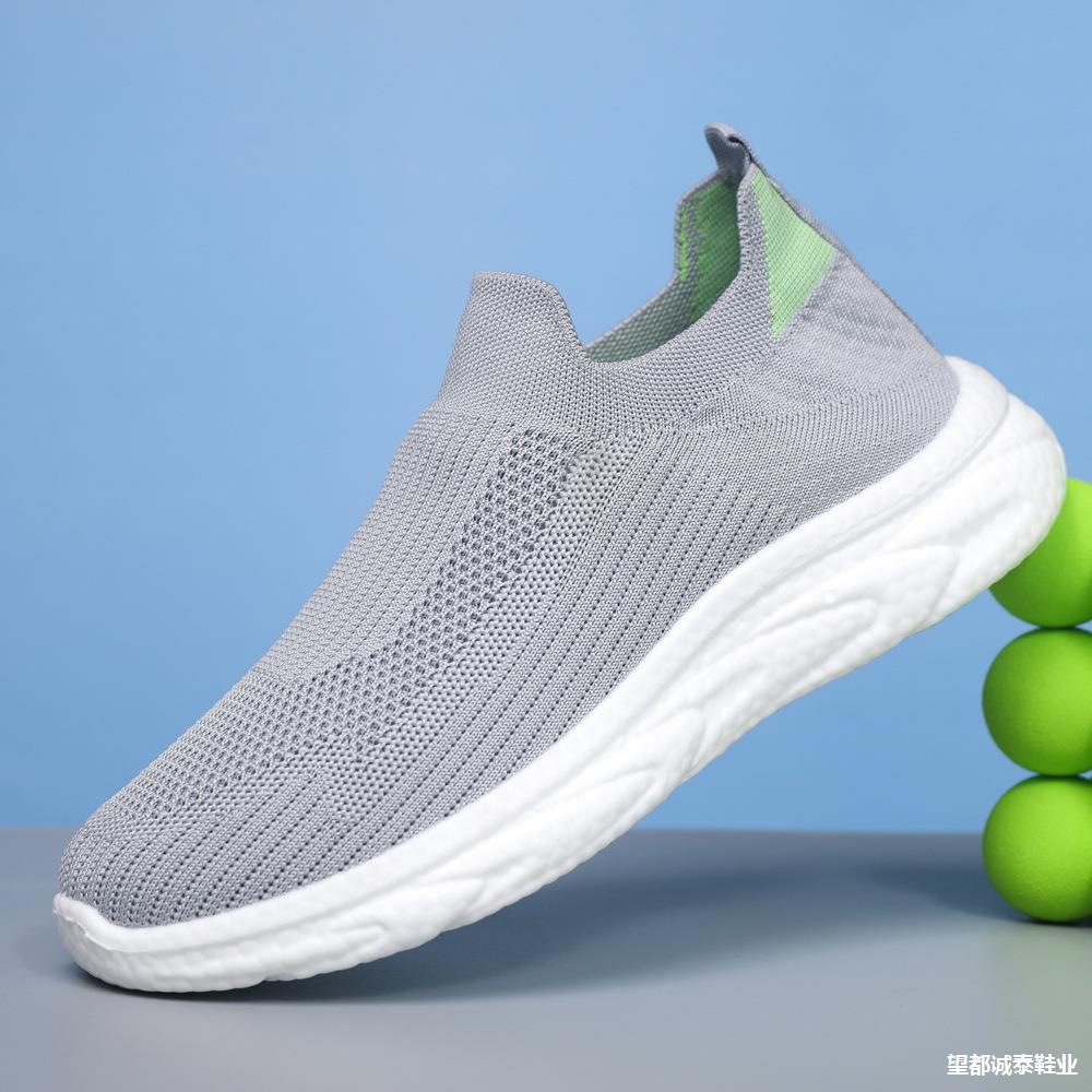 Обувь Мужская Летающая Сетка Дышащие Кроссовки Модные Носки Одна Педаль Мягкая Подошва — фото 5