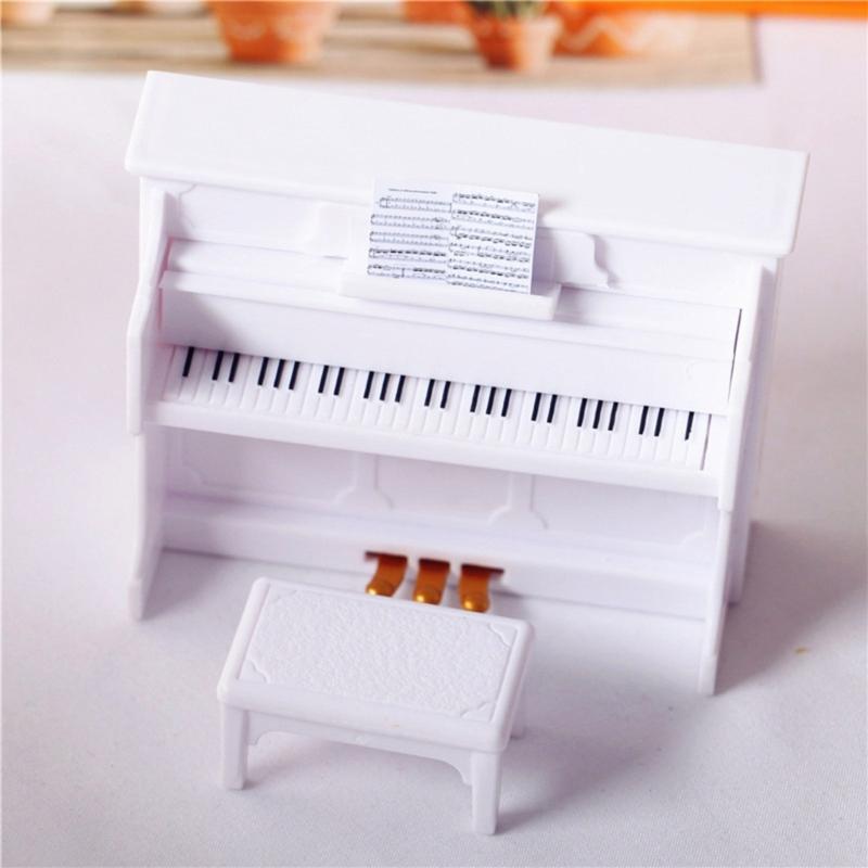 Plastik Puppenhaus Miniaturklavier mit Hocker Mini Puppenhaus Instrumentenmodell
