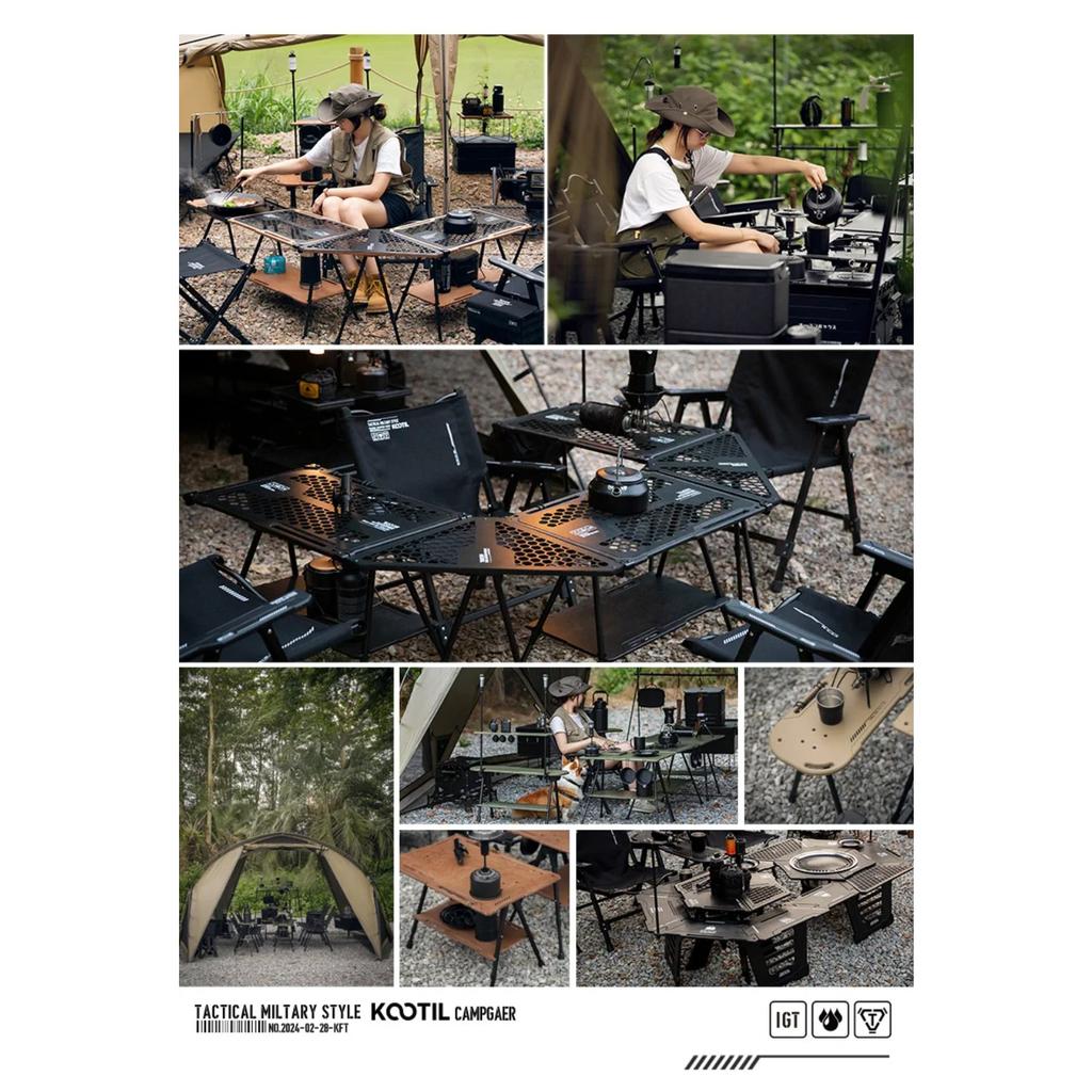 Outdoor Folding Multifunctional Tactical Table Camping X-type Flat Replacement IGT Tables Lightweight Double-layer Storage Rack