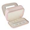 Jewelry Case Double Layer Portable Pink Necklace Hook Design Convenient Handle Travel Jewelry Box