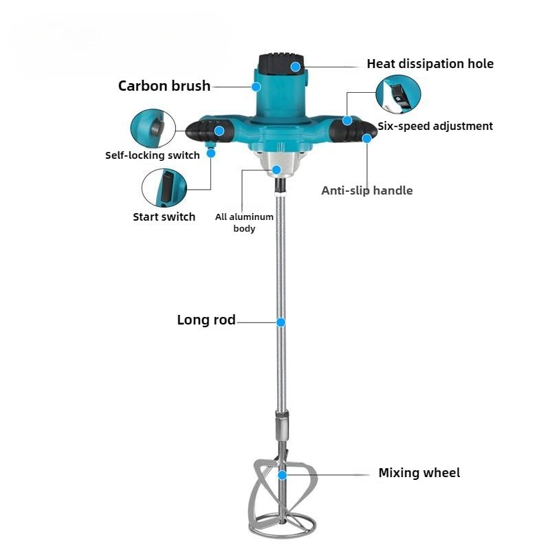 Multifunctional Handheld Electric Mixer Portable Concrete Mixer for Paint & Lime & Cement Industrial Grade Steering Wheel Mixer