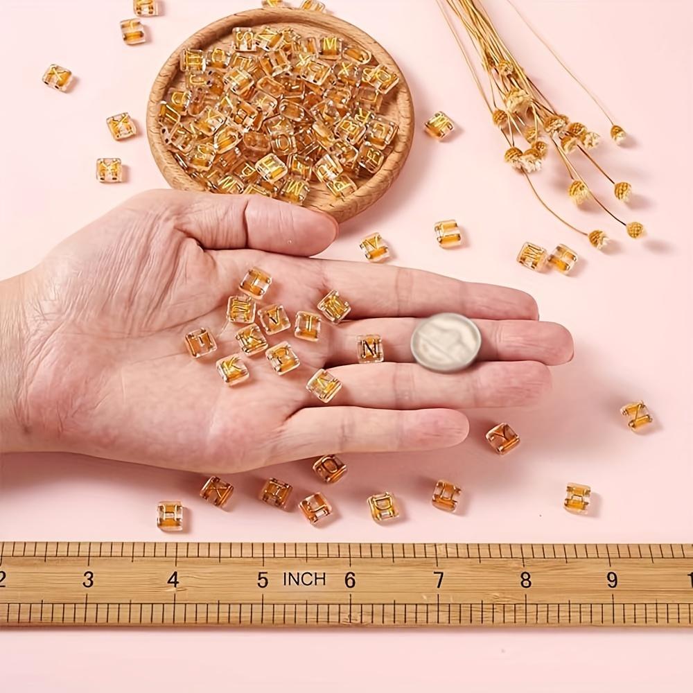 50/100/200pcs Simple and Mature Bohemian Style Acrylic Double Hole Gold Transparent Letter Beads DIY Jewelry Accessories