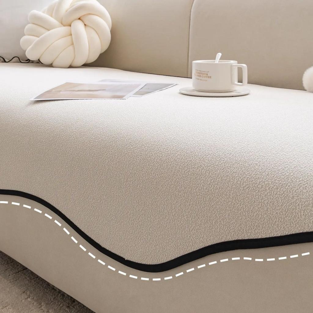 Minimalistische einfarbige Teddy-Chenille-Sofabezüge - Rutschfeste Kissenbezüge in unregelmäßiger Form, weich, rutschfest, für alle Jahreszeiten, Heimdekor