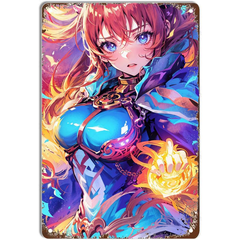 Mfoever Pinup Anime Fox Girl Metal Tin Signs Plaque Wall Decoration Vintage Posters Iron Painting for Man Cave Home Cafe Garden Club Bar