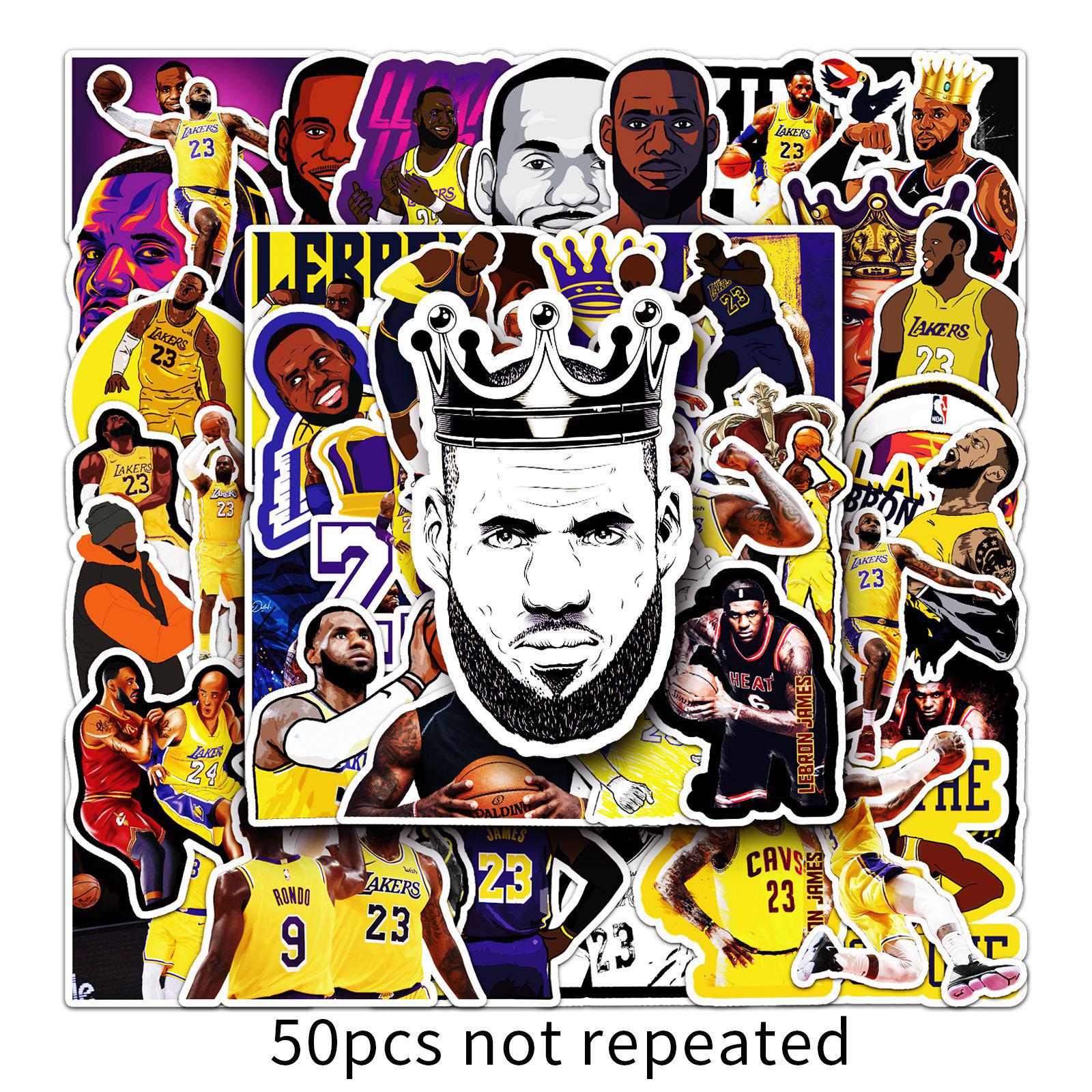 50 LeBron James Basketball Star Stickers - Waterproof Decoration for Journals, Computers, Cars, and Motorcycles