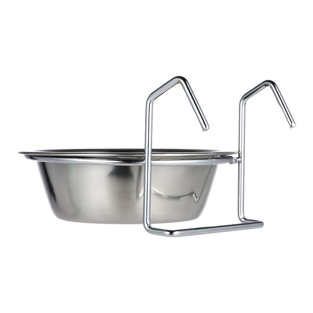 Practical Stainless Steel Hanging Pet Dog Cat Cage Bowl Kennel Coop Cup Bowl for Dog Bird Rabbit