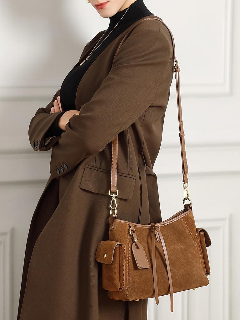 2025 vintage Suede Leather saddle bags woman handbag designer Tote lady shoulder crossbody bag high quality