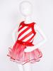 Girls Christmas Elf Santa Claus Costume Kids Shiny Striped Dance Dress Bowknot Tiered Tutu Skirt Jumpsuit for Performance