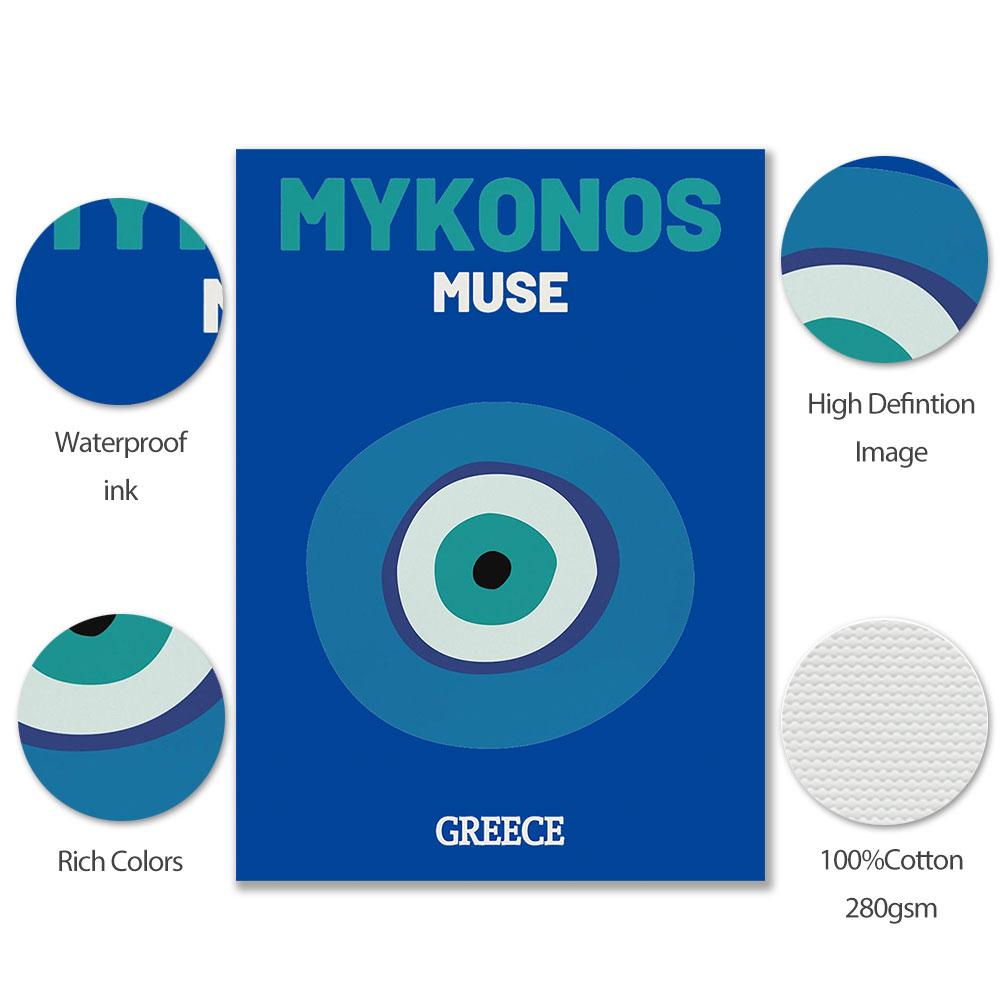 Colorful Travel Poster Maximalist Art Print Mykonos Ibiza Maimi Bondi Canvas Painting Wall Picture For Living Room Bedroom Decor