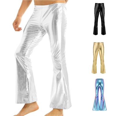 Herren Wetlook Schlaghose 70er Jahre Retro Kostüm Herren Lederhose Glanzhose Leggings Tanz Clubwear