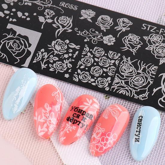 Nail Stamping Plate Various Patterns Clear Engraved Rust-Proof Polish Printing Flowers Nail Art