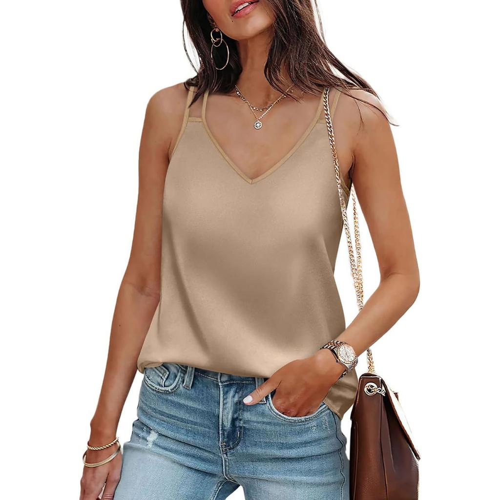 Summer Ladies Casual Solid Color Sleeveless Camisole T-Shirt Tops For Women