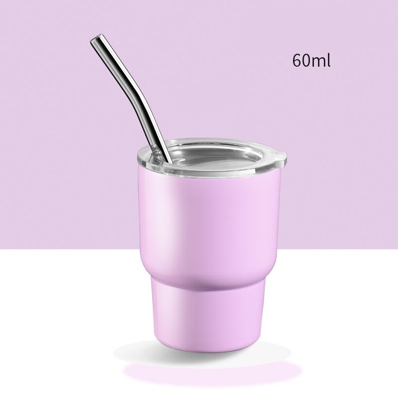 LMETJMA 2oz Mini Tumbler Double Stainless Steel Vacuum Cup Sublimation Shot Glass Tumblers Mugs with Straw and Lids JT228