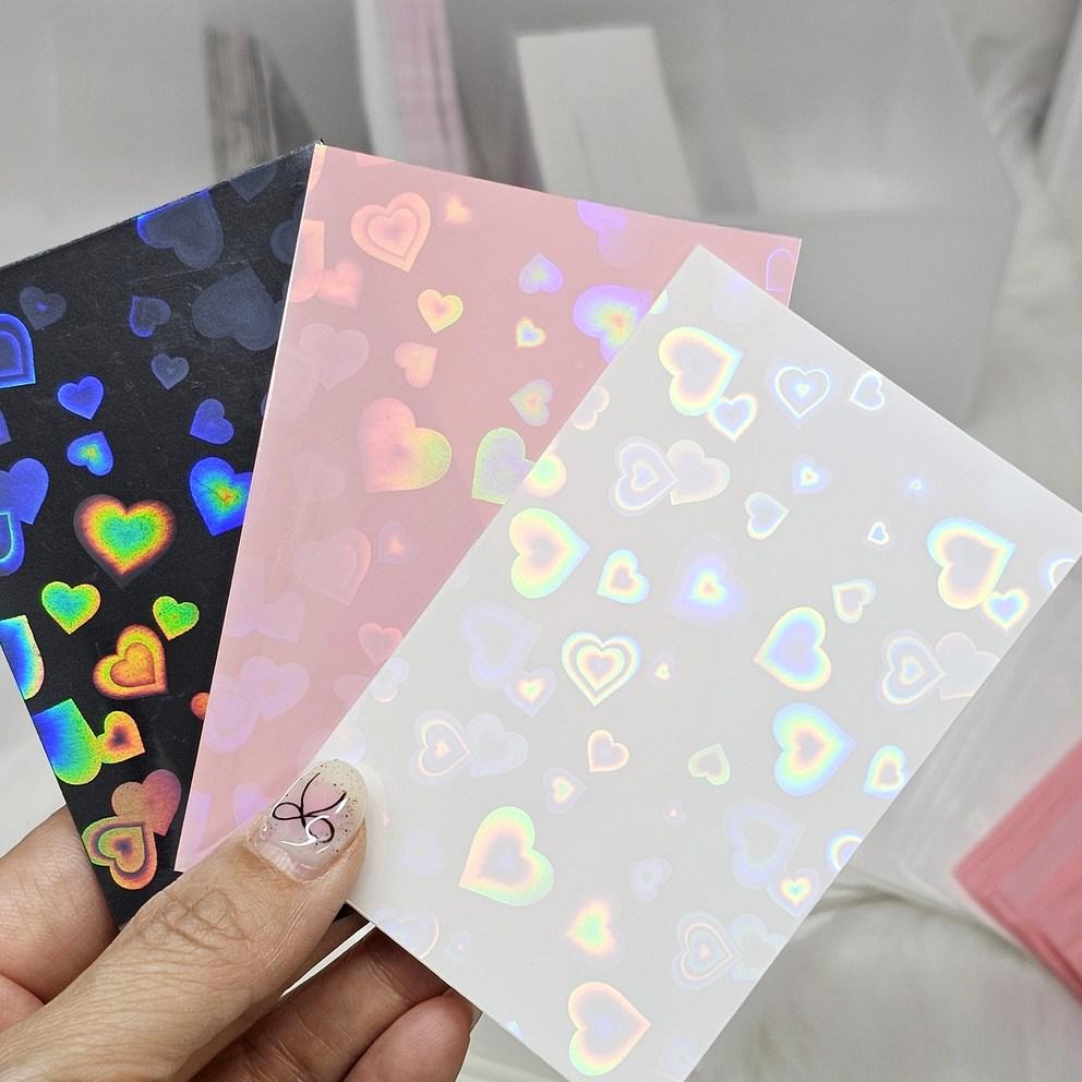 Lifeall Pokasleeve Top Loader Poka Heart Hologram Card Sleeves, White + Black, 100 Sheets