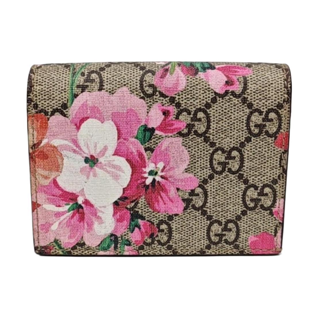 [Pre-Owned] GG Blooms Logo Zipper Double Fold Flap Wallet - Excellent #1W21508 ONE SIZE