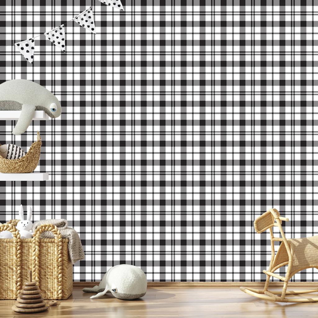 Black and white checkered wallpaper, gray and light gray, 50x1000