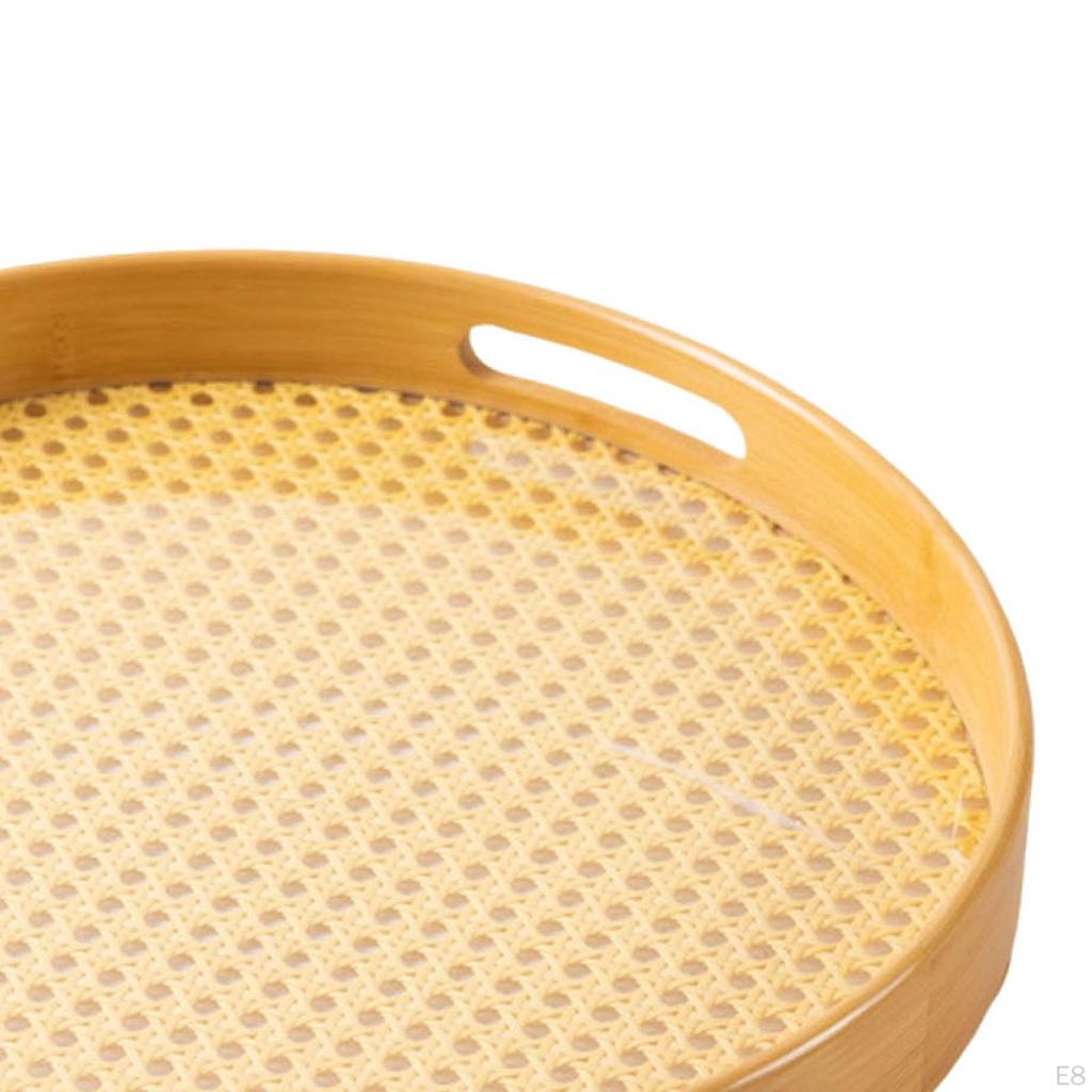Bamboo Serving Tray with Handles Decorative Breakfast Fruit Dessert for Party