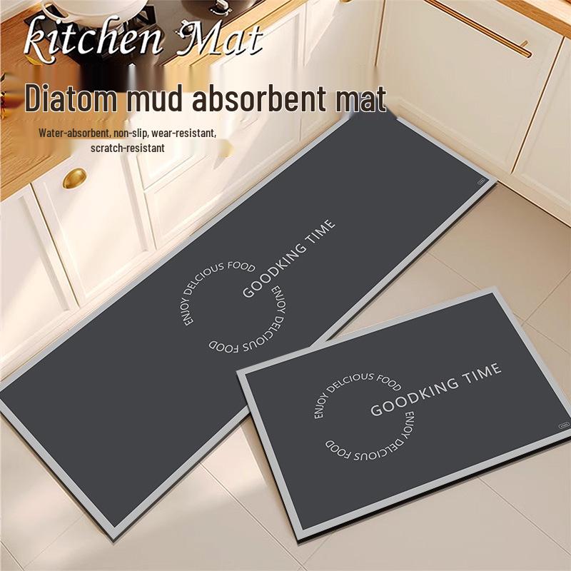 Water-Absorbent Non-Slip Diatom Mud Kitchen Floor Mat, Dirt-Resistant & Easy-to-Clean