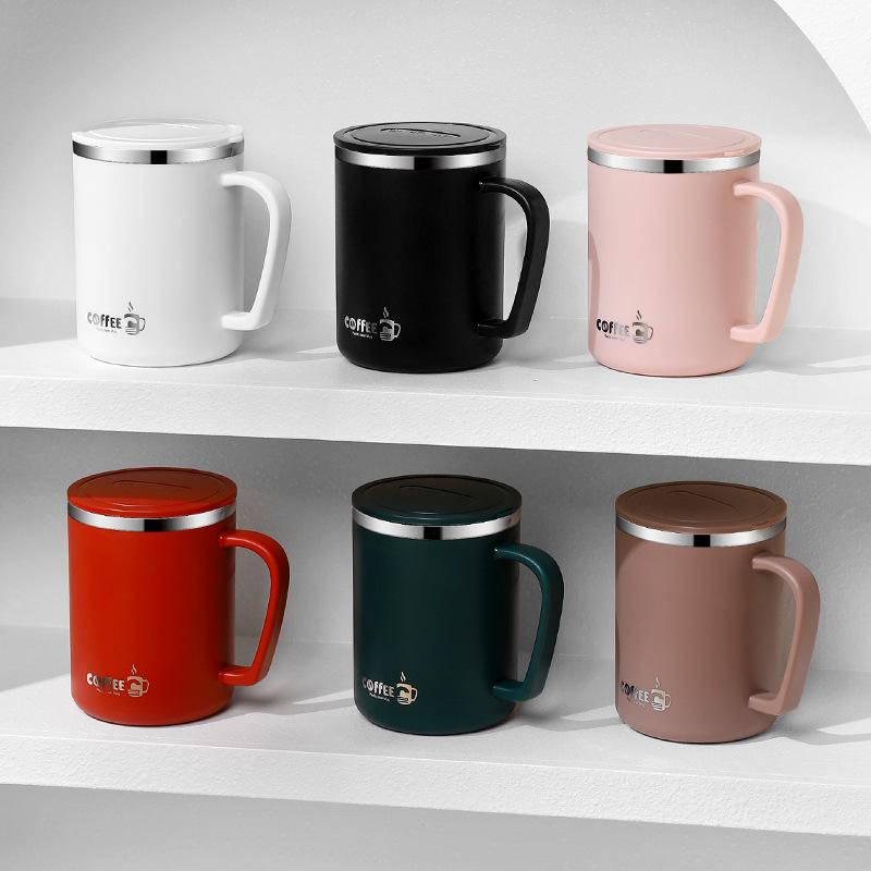 480ml 304 Stainless Steel Double Wall Insulated Mug With Handle Portable Leak-proof Milk Coffee Cup Student Water Cup Drinkware