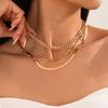 Fashion Style Metal Texture Snake Bone Chain Necklace, Versatile Stacking Wearing Multi-Layer Chain Collarbone Necklace