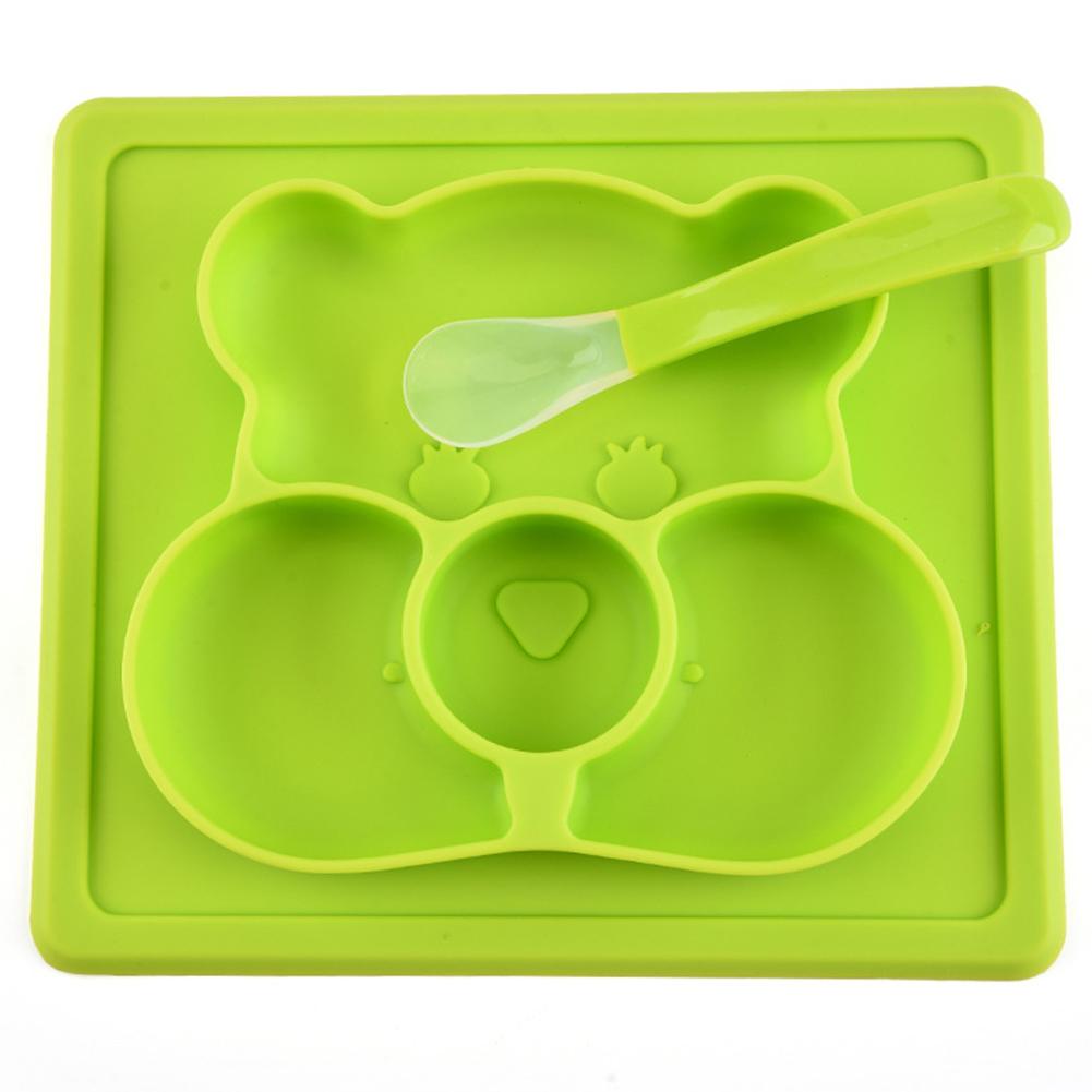 Cute Cartoon Bear Shape Silicone Nonslip Dinner Plate for Kids  Dietary Supplement