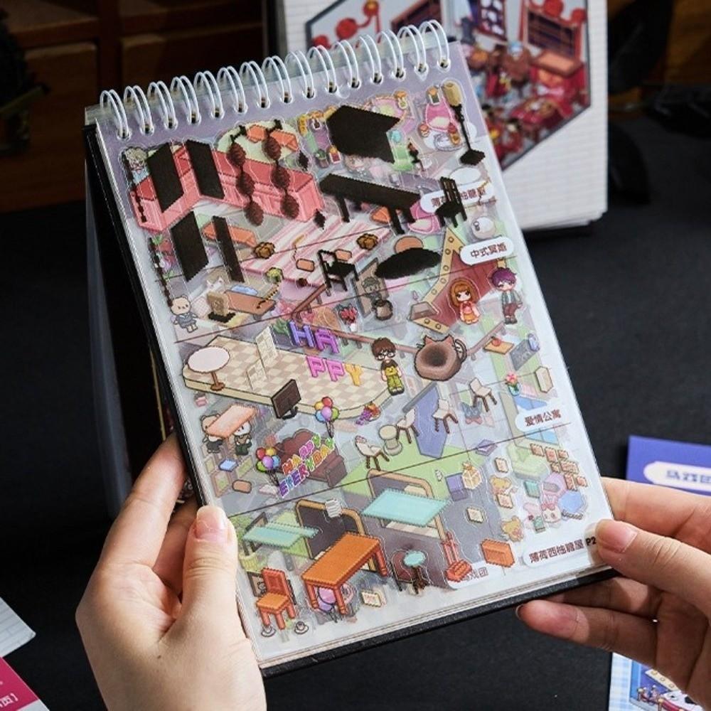 Horror Theme Cabin Scene Stickers PET Pocket Toy Game Book Visual Stacking Sticker Creative Play