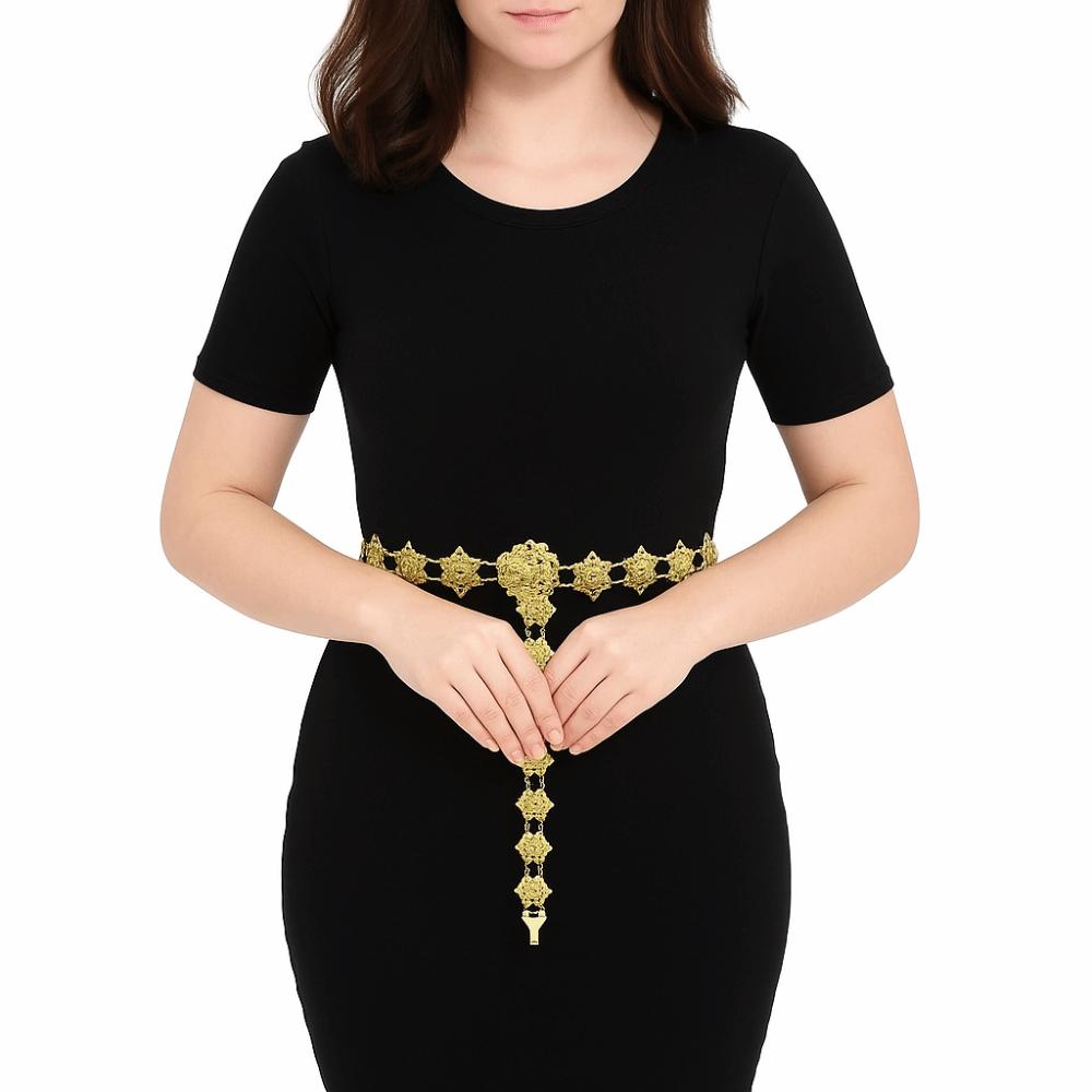 Jewelry Hollow Out Flower Necklace Metal Dance Dress Belt Chains  Party Decoration