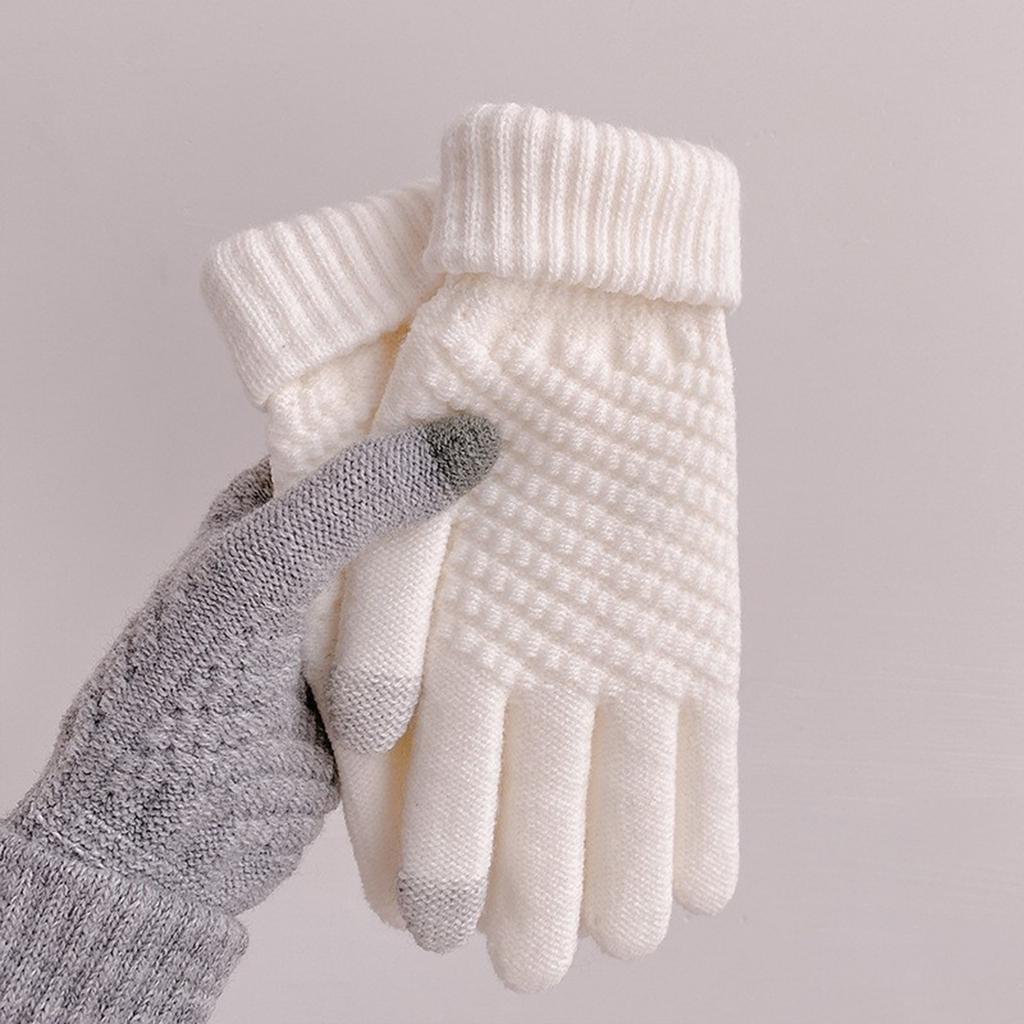 Cotton Gloves Touchscreen Gloves Cute Student Cycling Gloves Five-finger Knitted Cotton Gloves