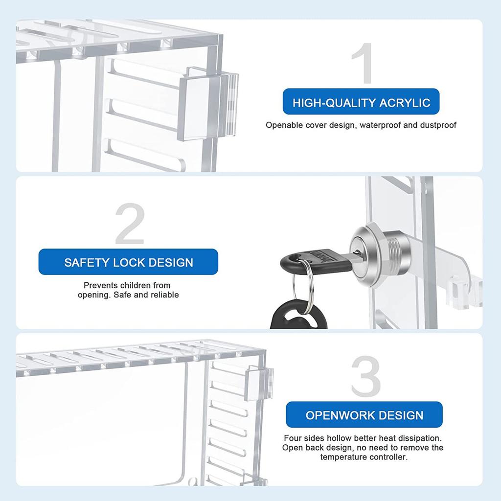 Clear Box Guard Thermostat Lock Box Large Universal Home Locking Thermostat Guard Clear Cover with Key for Thermostat On Wall
