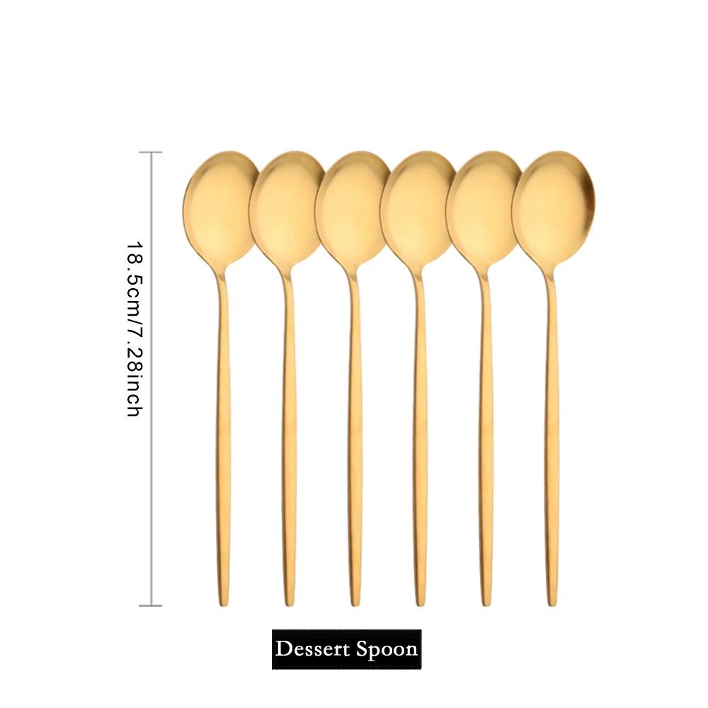 6Pcs Wstern Gold Matte Cutlery Set Stainless Steel Dinnerware Flatware Kitchen Home Dessert Fork Spoon Knife Set Tableware Set