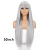 Long Straight Wig With Bangs Natural White Hair Wigs Synthetic Heat Resistant Wigs For Girls Daily Party Use