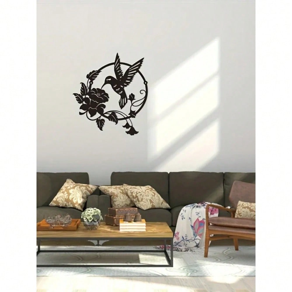 Metal Round Hummingbird Wall Sculpture, 3D Home Decor Art, Garden Ornament, Handmade Iron Craft