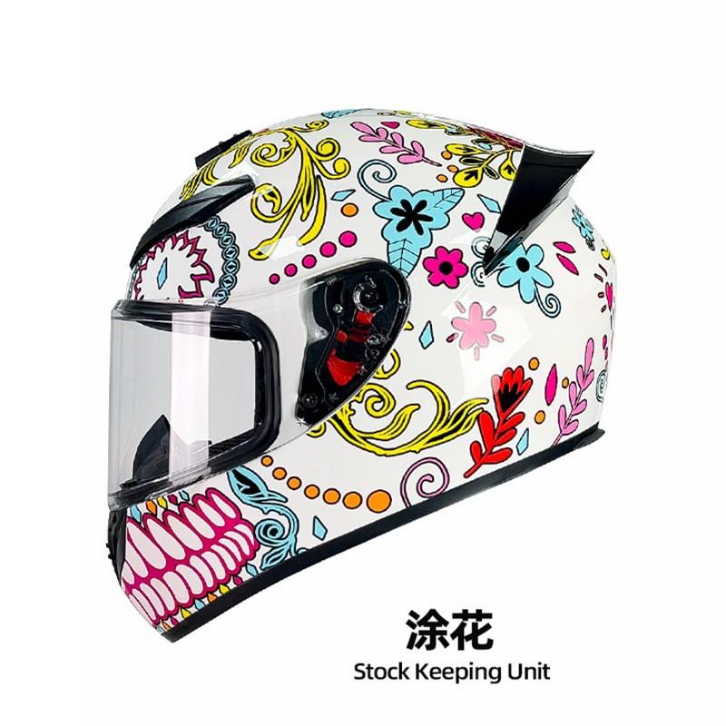 Full Face Motorcycle Helmet Scooter Electric Bike Winter Anti-Fog Gray ABS Safety With Rear Wing