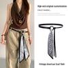 Ziyu Retro American Silk Scarf & Leather Belt with Waist Chain - Women's High-End Jeans Accessory 2025