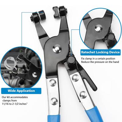 9pcs Wire Long Reach Hose Clamp Pliers Set Motorcycle Repair Fuel Oil Water Hose,Hose Clamp Pliers for Fuel Oil & Water Hoses