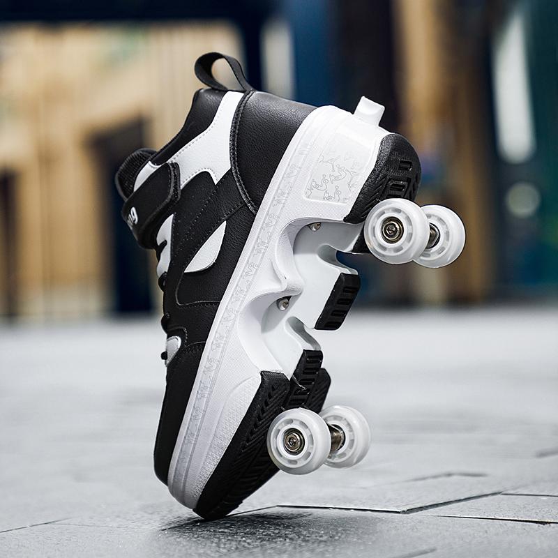 Kids Hidden Four-wheeled Roller Skate Shoes Casual Deformation Parkour Sneakers Skates For Rounds Adult Of Running Sport Shoes