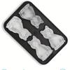 Cat Ice Cube Tray, 3D Silicone Cat-Shaped Ice Mold, 4 Cavity Large Fun Ice Cube Maker for Whiskey Bourbon, Black