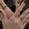 Retro Ruby Gold Floral Lace Index Finger Ring - High-End Light Luxury Style