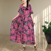 DIMANAF New 2026 Sundress Women Plus Size Summer Casual Print Long Dress Oversize Cotton Loose Maxi Floral Beach Holiday