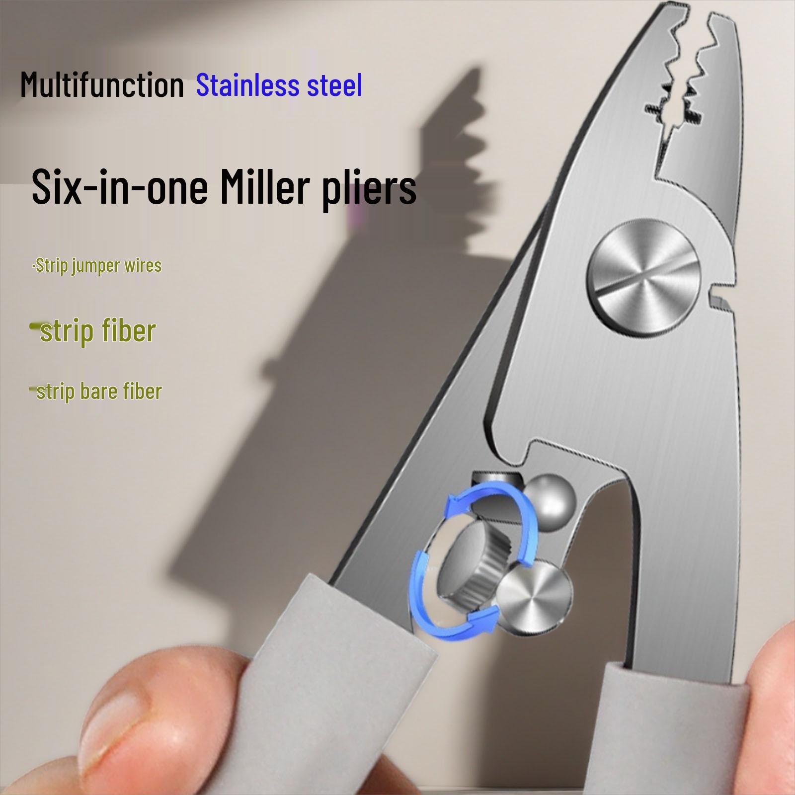 

Kent Stainless Steel Multi-Function Miller Pliers: Six-in-One Five-Jaw Wire Cutters & Fiber Strippers.