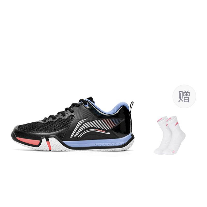 Li Ning Saga 2 Lite Rubber Breathable Low Top Badminton Shoes Unisex Black White AYTT003-1