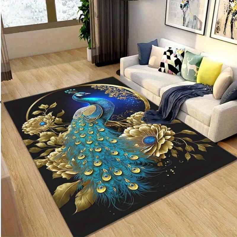 

Luxurious Peacock & Floral Design Area Rug - Anti-Slip, Soft Polyester Floor Mat for Bedroom, Living Room, Office, and More 50x80cm