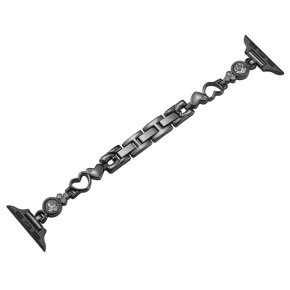 

Ремінець для Apple Watch Series 10 42мм/9 8 7 41мм/SE (2023) SE (2022) SE 6 5 4 40мм/3 2 1 38мм Ремінець для годинника У формі серця Нарядний ремінець Black