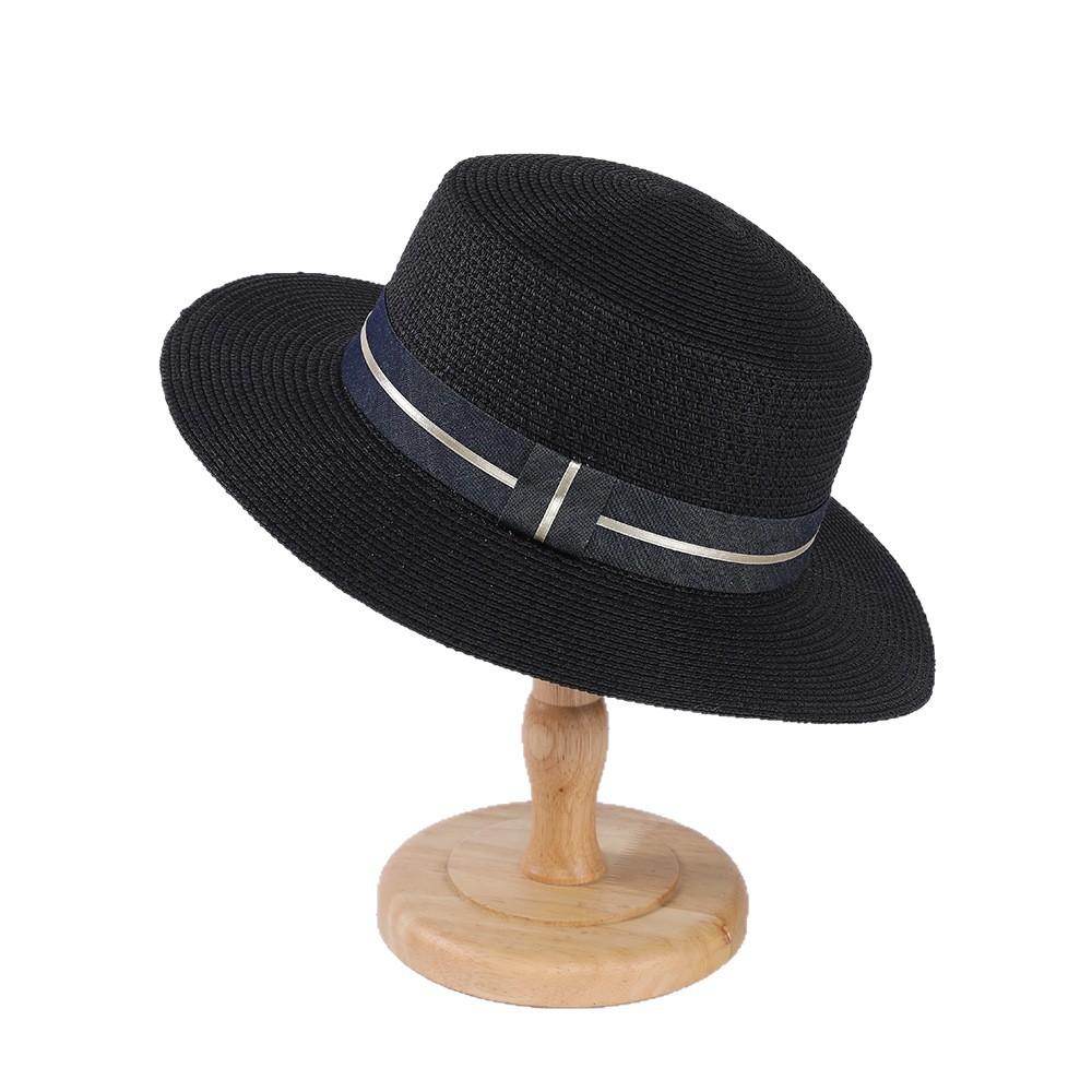 Flat Top Straw Hat Women's Summer Papyrus Weaving Small Fragrance Internet Celebrity Fashion Travel Vacation Seaside Beach Sun Protection Hat