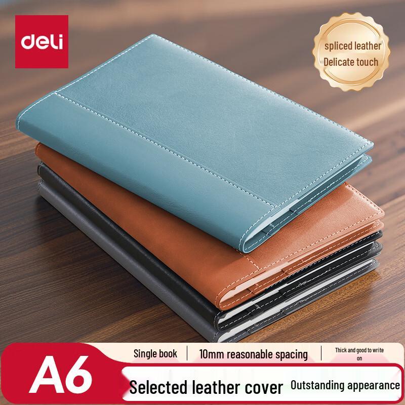 Deli A6 Spliced Leather-Look Notebook