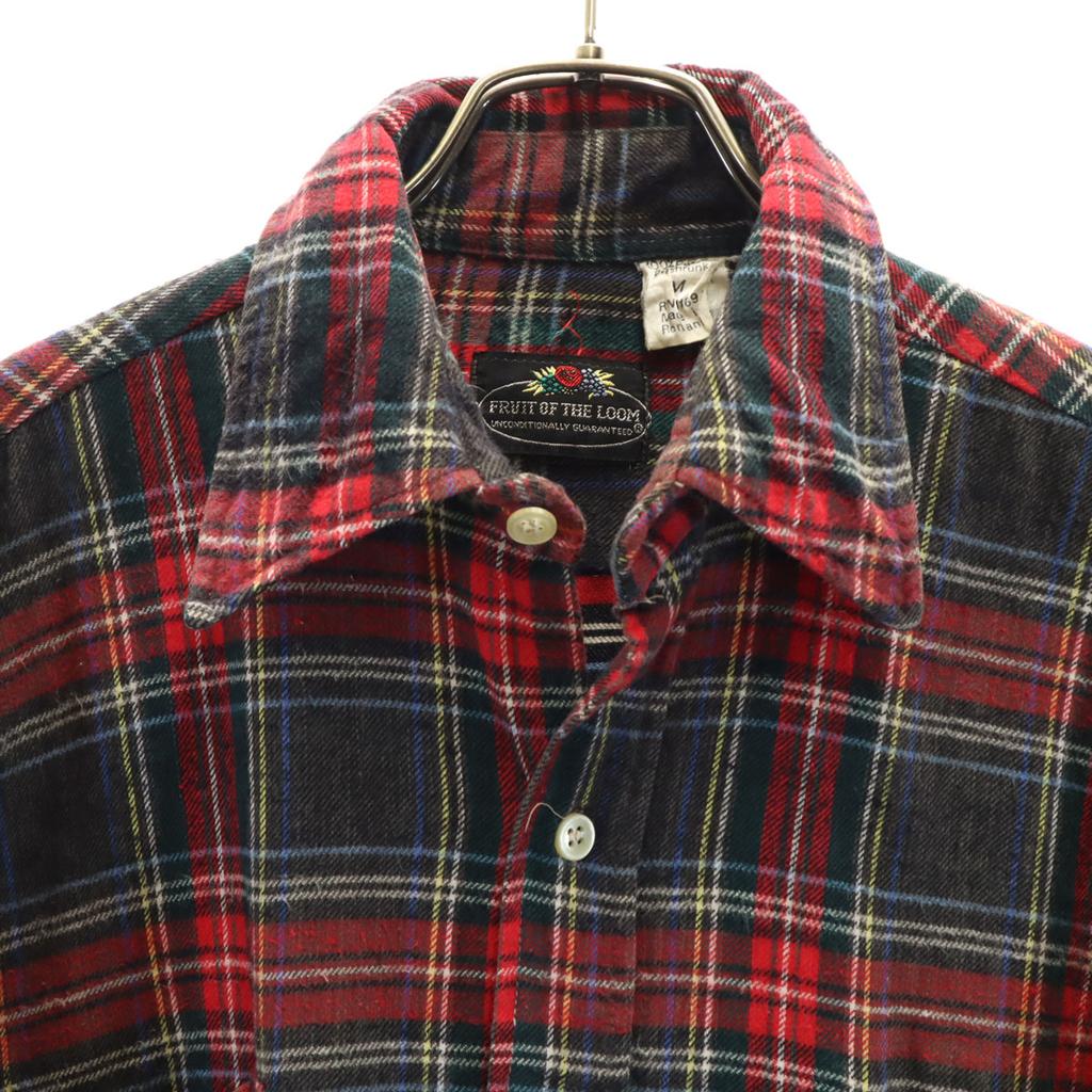 FRUIT OF THE LOOM 70s vintage Check Pattern Long sleeve Flannel shirt M Men's Used