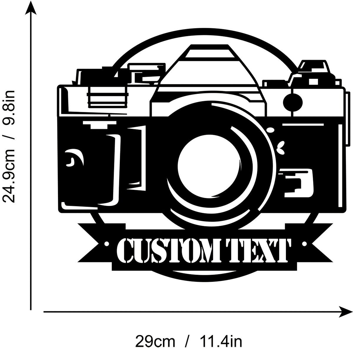 

Metal Wall Art Camera Photographer Name Sign Personalized Home Decor Gift for Photo Lovers