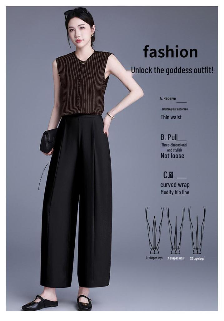 Spring 2026 Elegant Casual High Waist Wide Leg Pants for Middle-Aged and Elderly Women